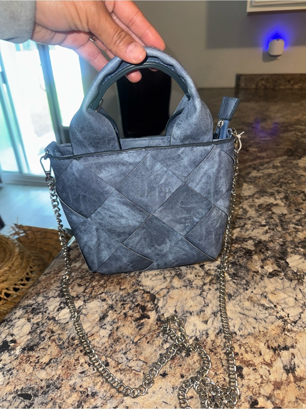 Women's Slate jean Woven Mini Tote with Chain Strap